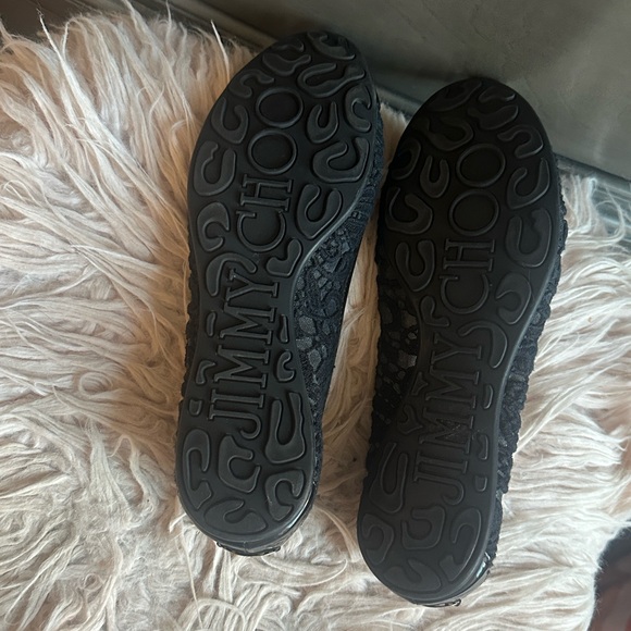 Jimmy Choo Black Lace Loafers with Bow - Picture 5 of 5